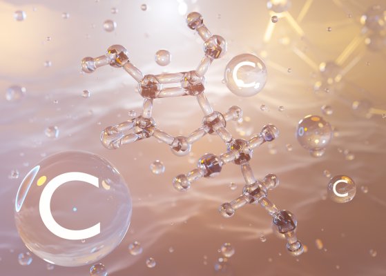 Structure moléculaire de la vitamine C (acide ascorbique)